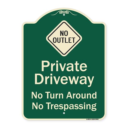 Signmission Designer Series-No Turn Around Or Trespassing With No Outlet Symbol, 24" H, G-1824-9945 A-DES-G-1824-9945